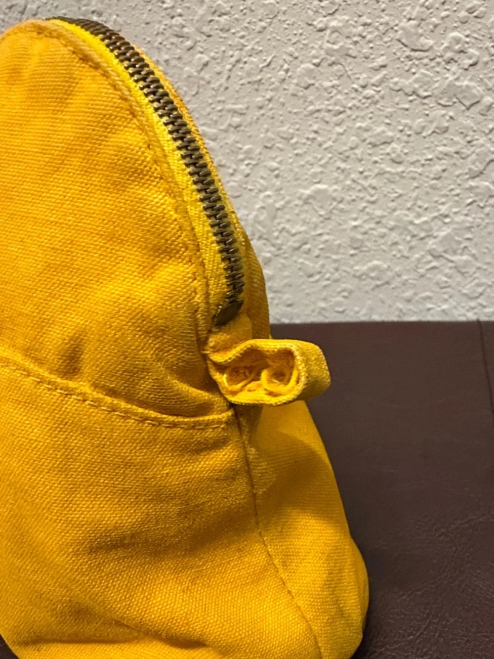 Hermes Yellow Canvas Cosmetic Pouch with Embossed H Logo